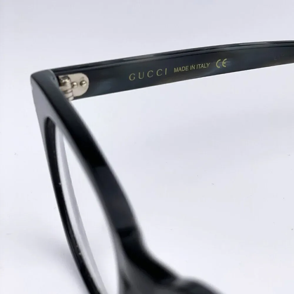SALE! NEW GUCCI LOGO GG0572O 009 Black Grey Demo Square Unisex Eyeglasses